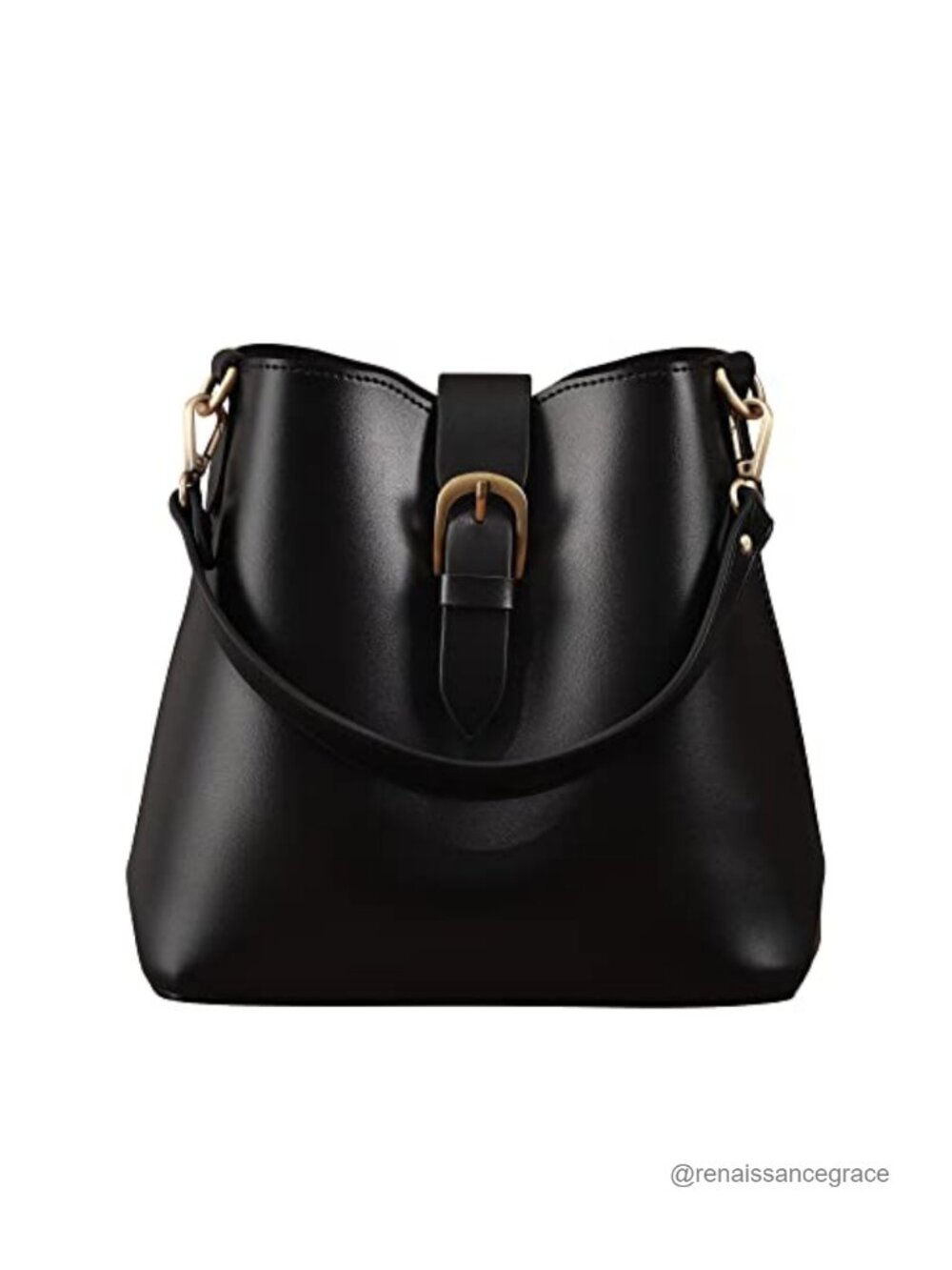 Faux Leather Bucket Bag Vegan Leather Hobo Shoulder Handbag Small